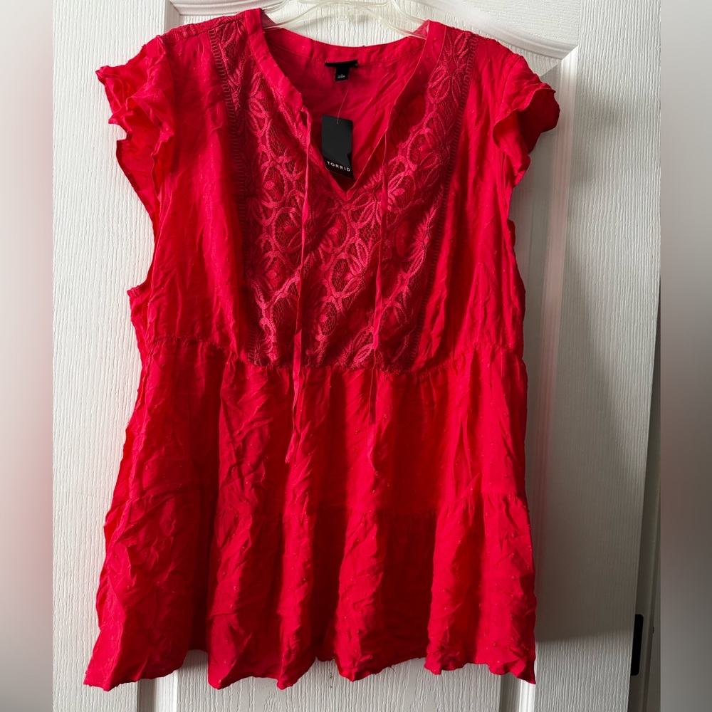 Torrid Teaberry Lace Blouse NWT